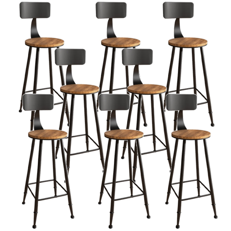 Industrial Armless Backrest Counter Stool Iron Bar Stool with Seat and Pedal
