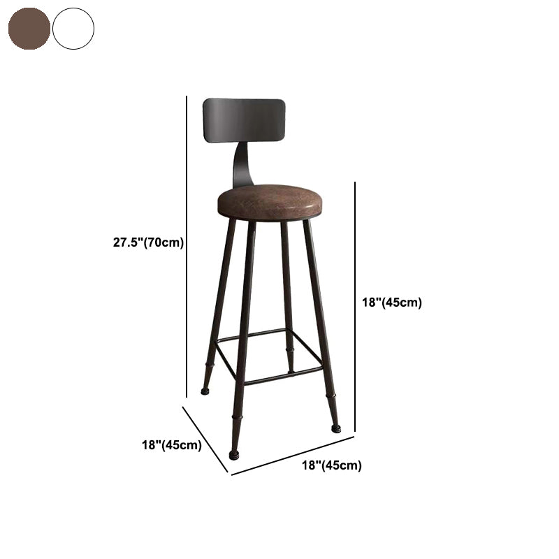 Industrial Armless Backrest Counter Stool Iron Bar Stool with Seat and Pedal