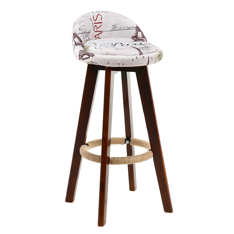 Contemporary Wood Stool Fabric Cushion in Matte Finish for Indoor