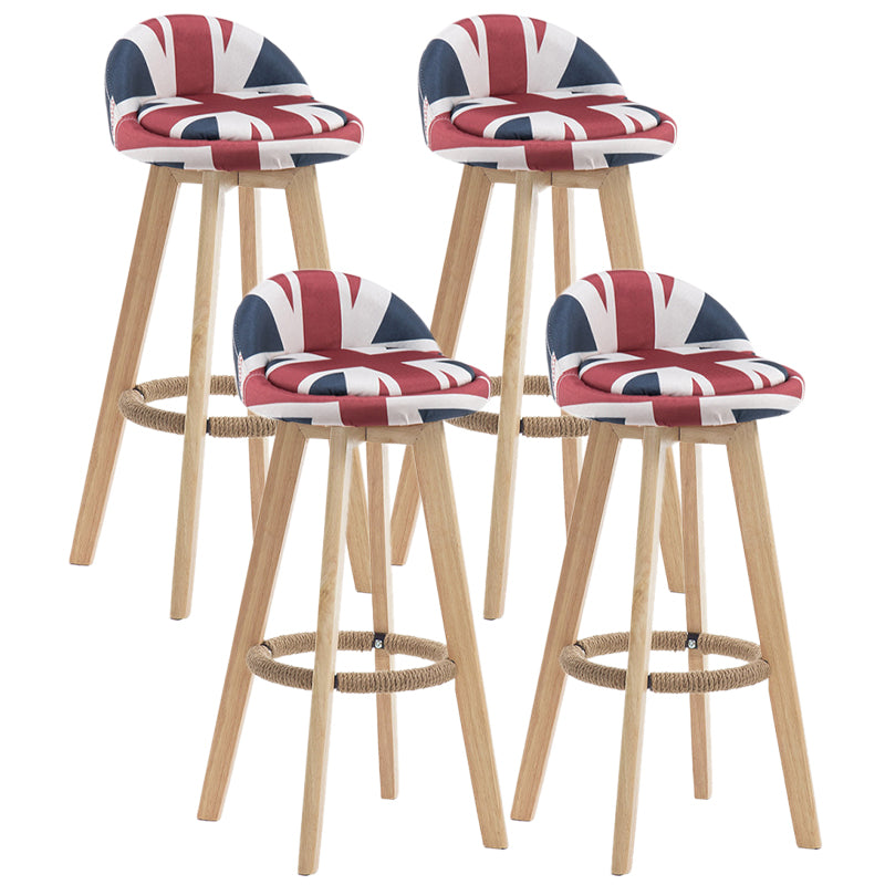 Contemporary Wood Stool Fabric Cushion in Matte Finish for Indoor