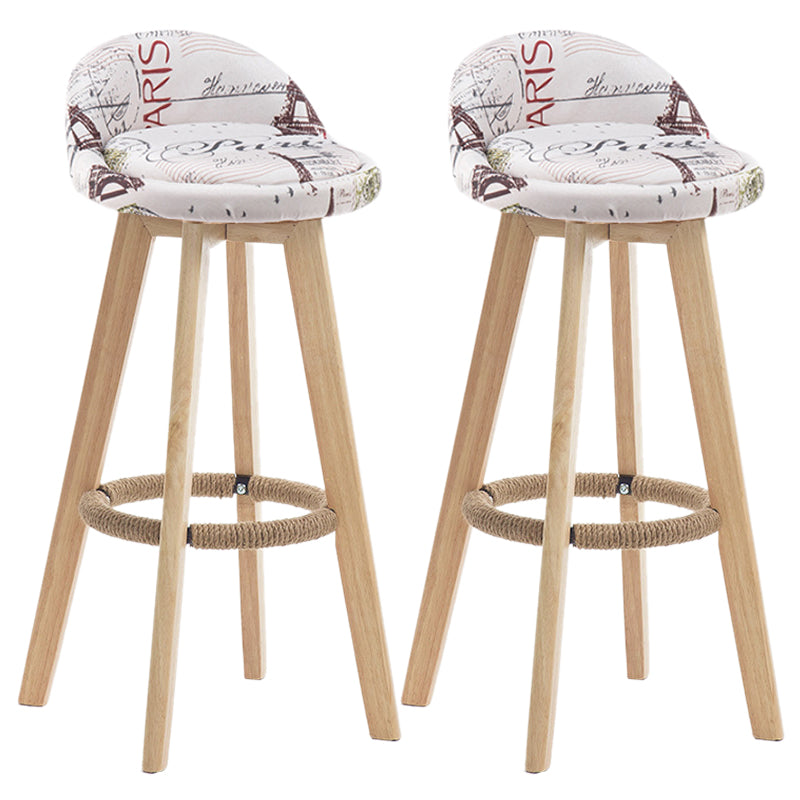 Contemporary Wood Stool Fabric Cushion in Matte Finish for Indoor