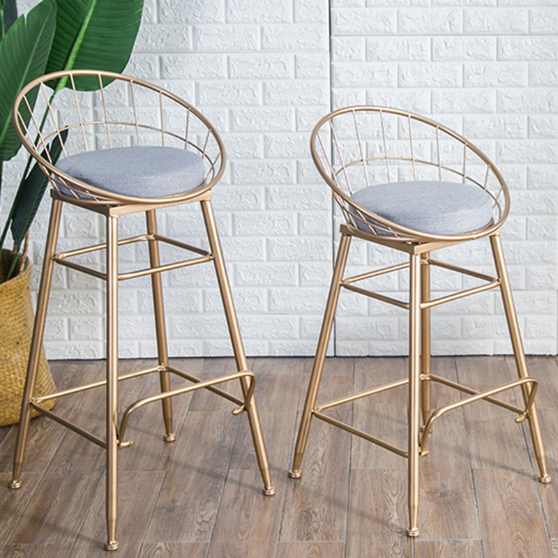 Gold and Black Counter Stool Iron Frame Fabric Upholstered Bar Stools