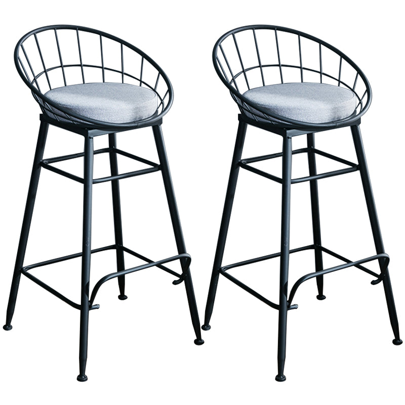 Gold and Black Counter Stool Iron Frame Fabric Upholstered Bar Stools