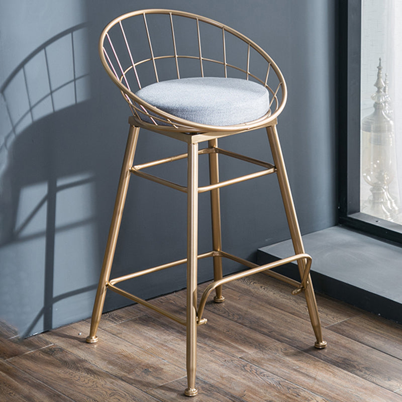 Gold and Black Counter Stool Iron Frame Fabric Upholstered Bar Stools