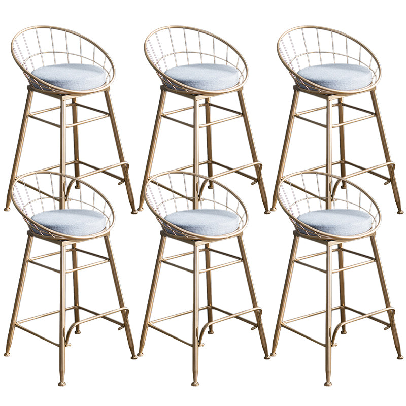 Gold and Black Counter Stool Iron Frame Fabric Upholstered Bar Stools