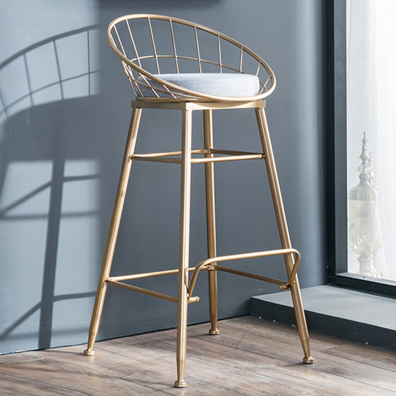 Gold and Black Counter Stool Iron Frame Fabric Upholstered Bar Stools