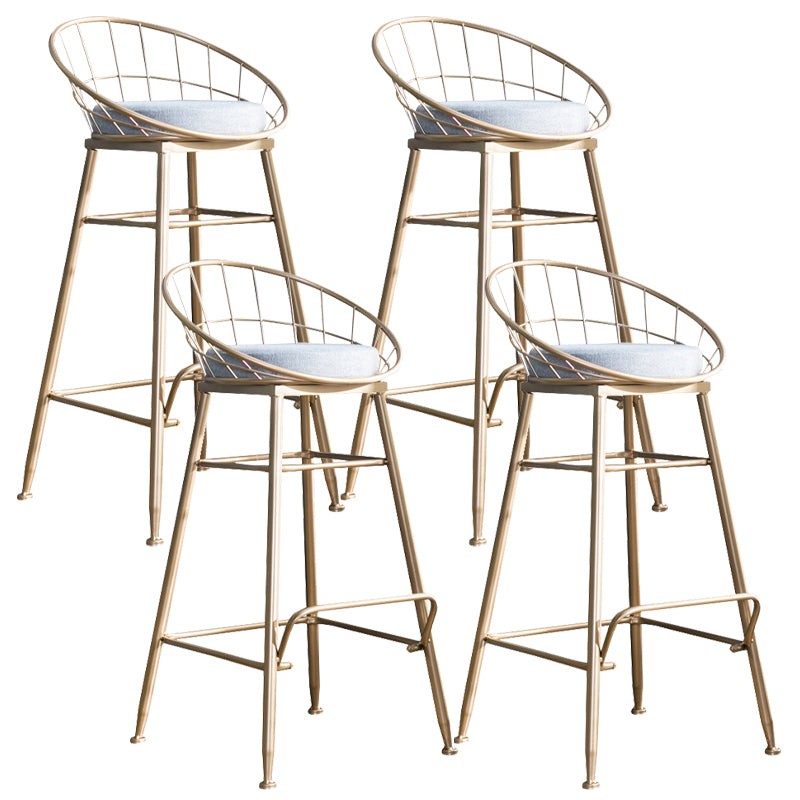 Gold and Black Counter Stool Iron Frame Fabric Upholstered Bar Stools