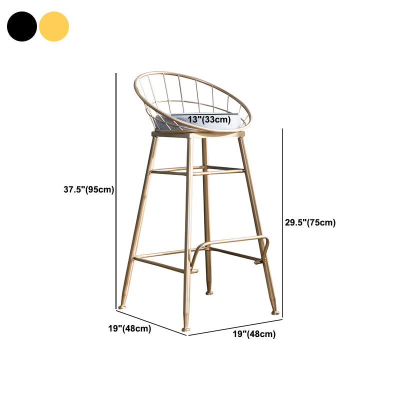 Gold and Black Counter Stool Iron Frame Fabric Upholstered Bar Stools