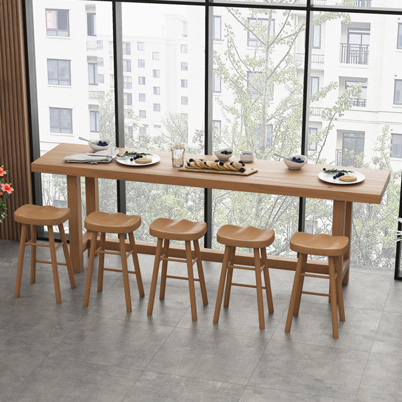1/6/11 Pieces Modern Rectangular Pub Table Set Wooden Counter Table with Backless Stools