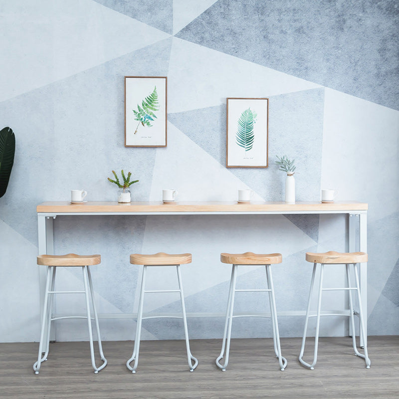 1/5 Pieces Modern Rectangular Pub Table Set Wooden Counter Table with High Stools