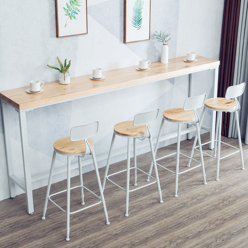 1/5 Pieces Modern Rectangular Pub Table Set Wooden Counter Table with High Stools