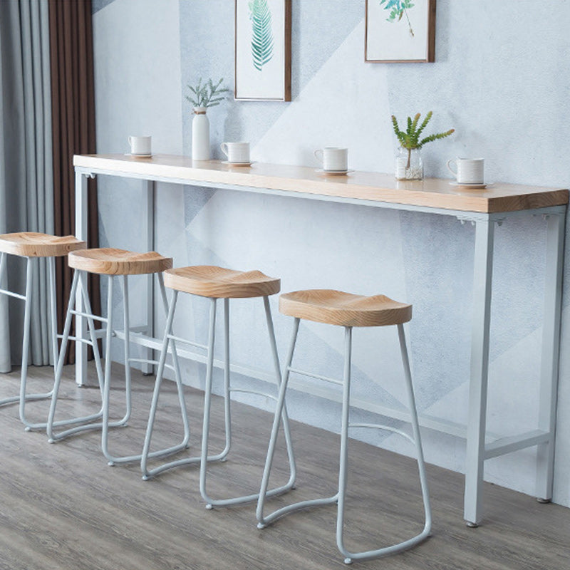 1/5 Pieces Modern Rectangular Pub Table Set Wooden Counter Table with High Stools