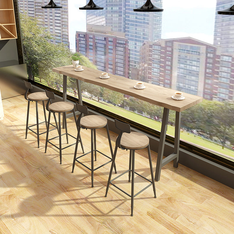 Modern Rectangle Pub Table Set 1/5 Pieces Wooden Counter Table with High Stools