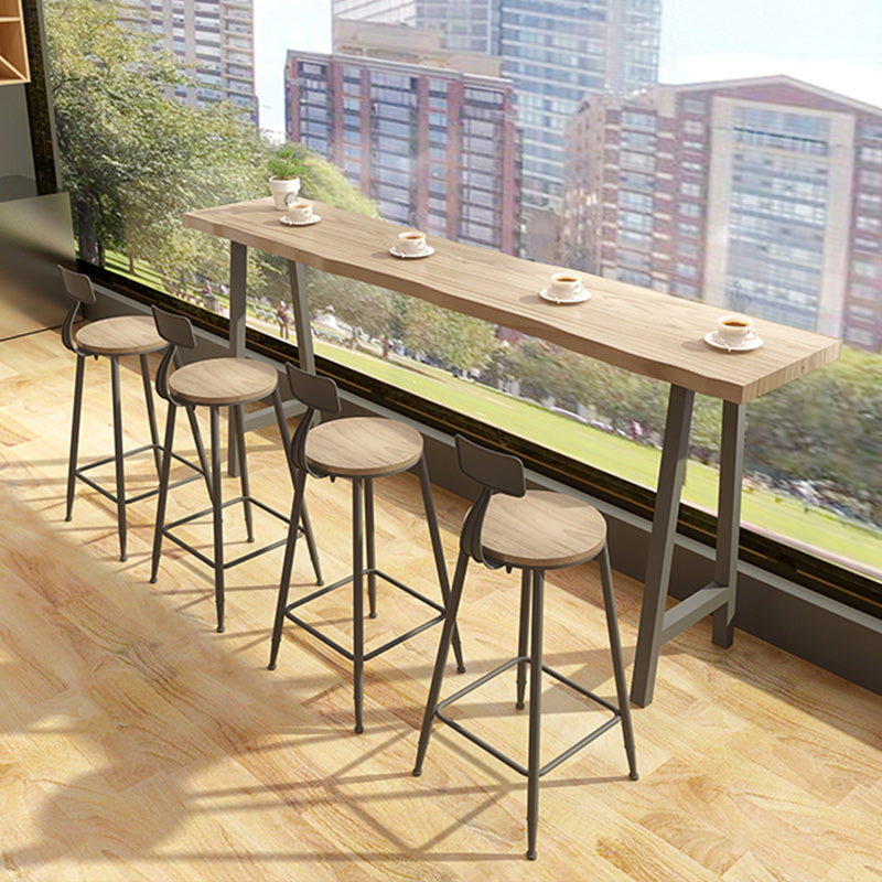Modern Rectangle Pub Table Set 1/5 Pieces Wooden Counter Table with High Stools