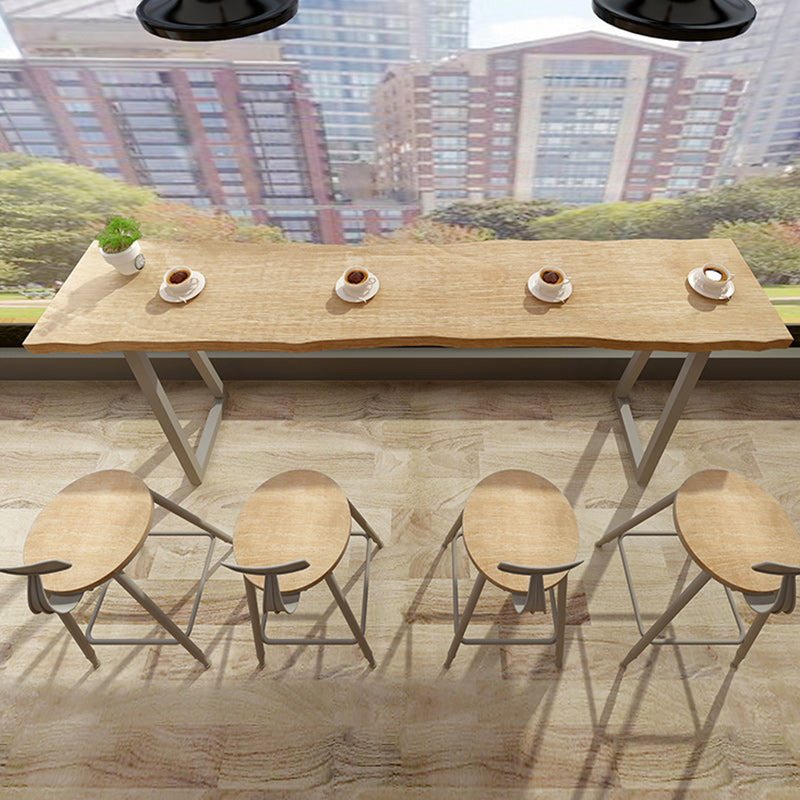Modern Rectangle Pub Table Set 1/5 Pieces Wooden Counter Table with High Stools