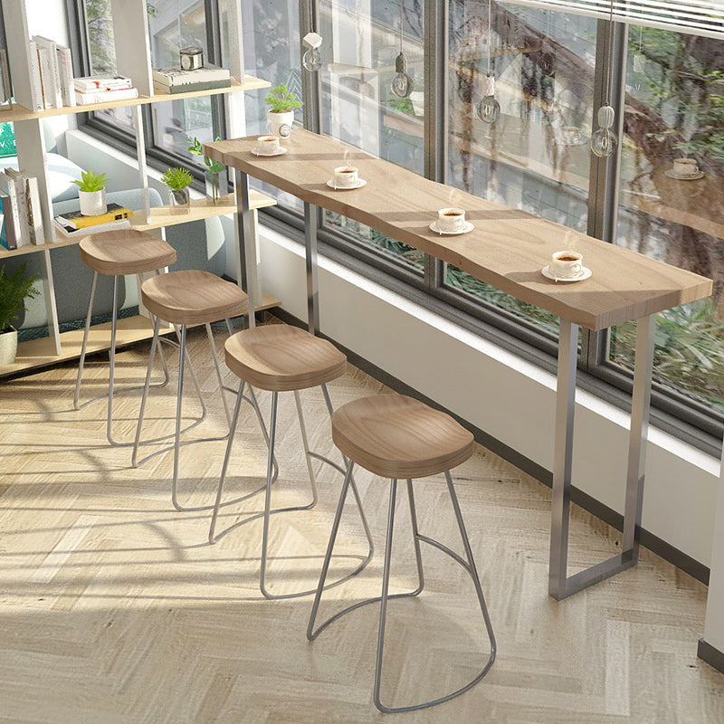 Modern Rectangle Pub Table Set 1/5 Pieces Wooden Counter Table with Backless Stools