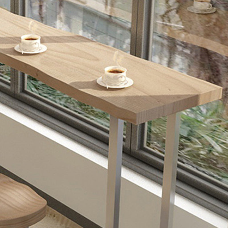 Modern Rectangle Pub Table Set 1/5 Pieces Wooden Counter Table with Backless Stools