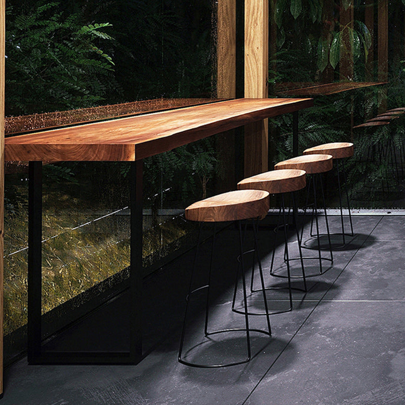 Modern Rectangular Pub Table Set 1/5/7 Pieces Wooden Counter Table with Backless Stools