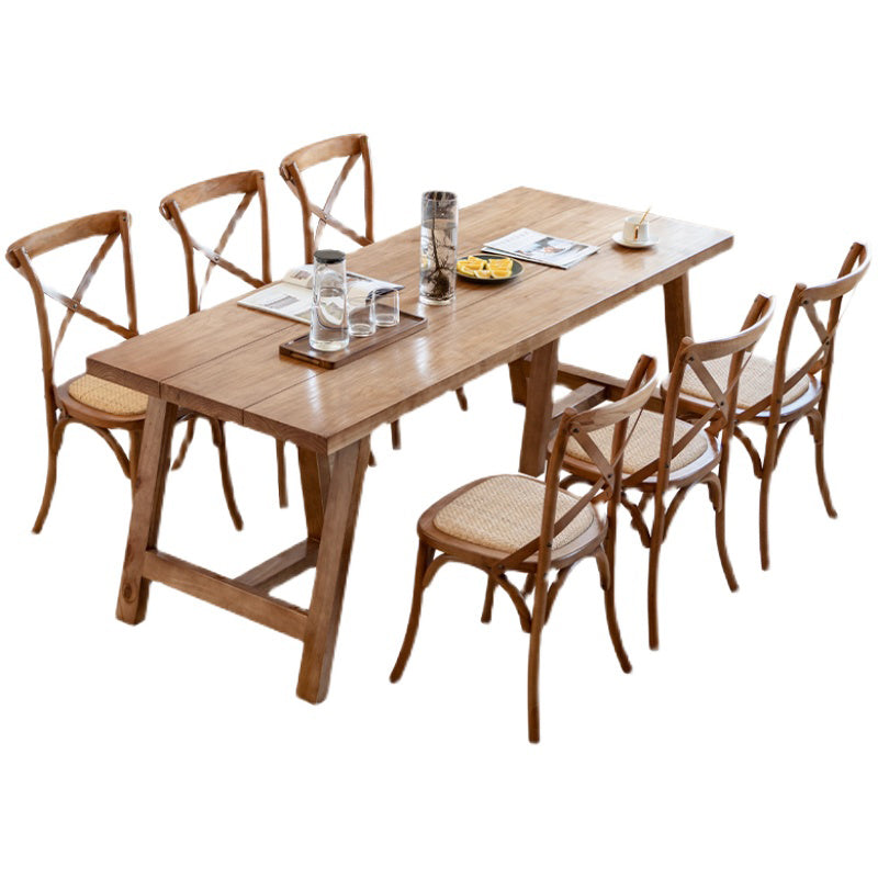 Modern Dining Set 1/2/5/7 Pieces Solid Wood Double Pedestal Dinette Set