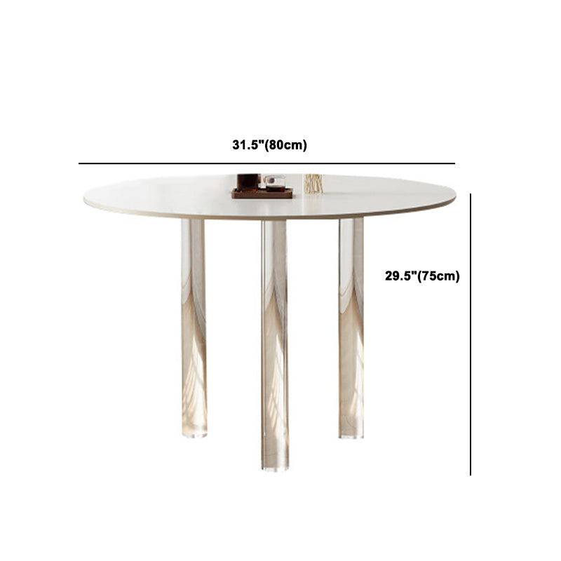 Acrylic Legs Dining Furniture Set 1/2/3/4 Pcs Round Table with Upholstered Chairs