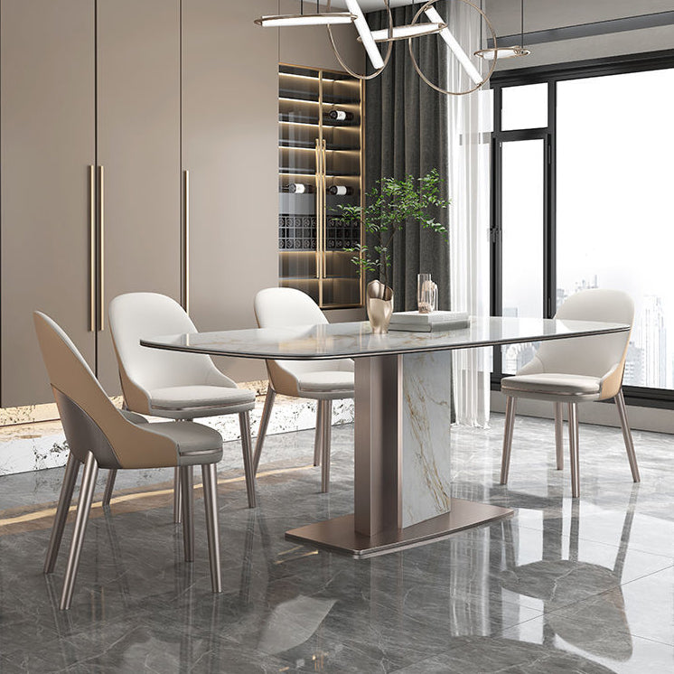 Nordic Sintered Stone Top Dining Set Rectangular 1/4/5/7 Pieces Dinette Table Set