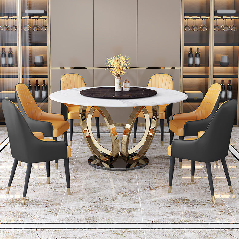 Glam Dining Set Stone 1/4/7 Pieces Dining Turntable Furniture for Home