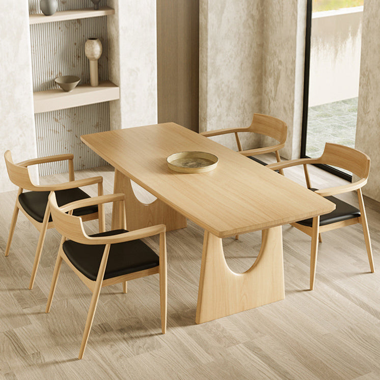 Solid Wood Dining Set 1/2/4/5/7 Pcs Double Pedestal Table with Bench and Chairs