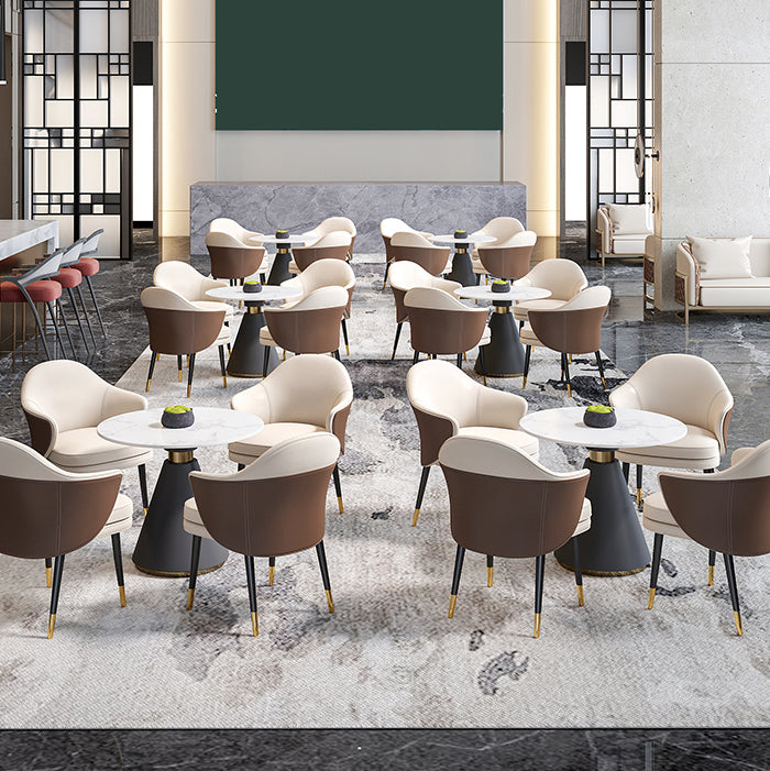 Round Pedestal Dining Set 1/4/5 Pieces Stone Top Modern Dinette Set in White