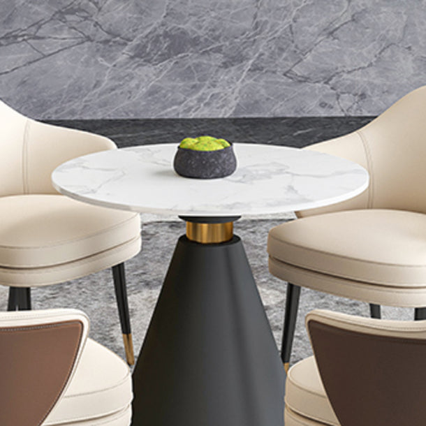 Round Pedestal Dining Set 1/4/5 Pieces Stone Top Modern Dinette Set in White