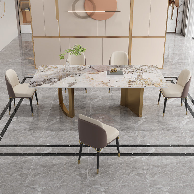 Luxurious Sintered Stone Top Dining Set Rectangle 1/4/5/6 Pieces Dining Room Table Set