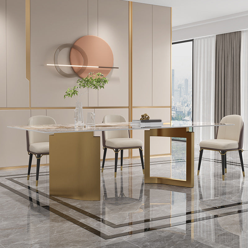 Luxurious Sintered Stone Top Dining Set Rectangle 1/4/5/6 Pieces Dining Room Table Set