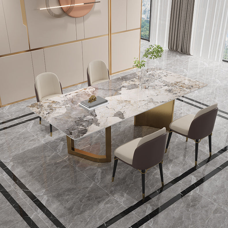 Luxurious Sintered Stone Top Dining Set Rectangle 1/4/5/6 Pieces Dining Room Table Set