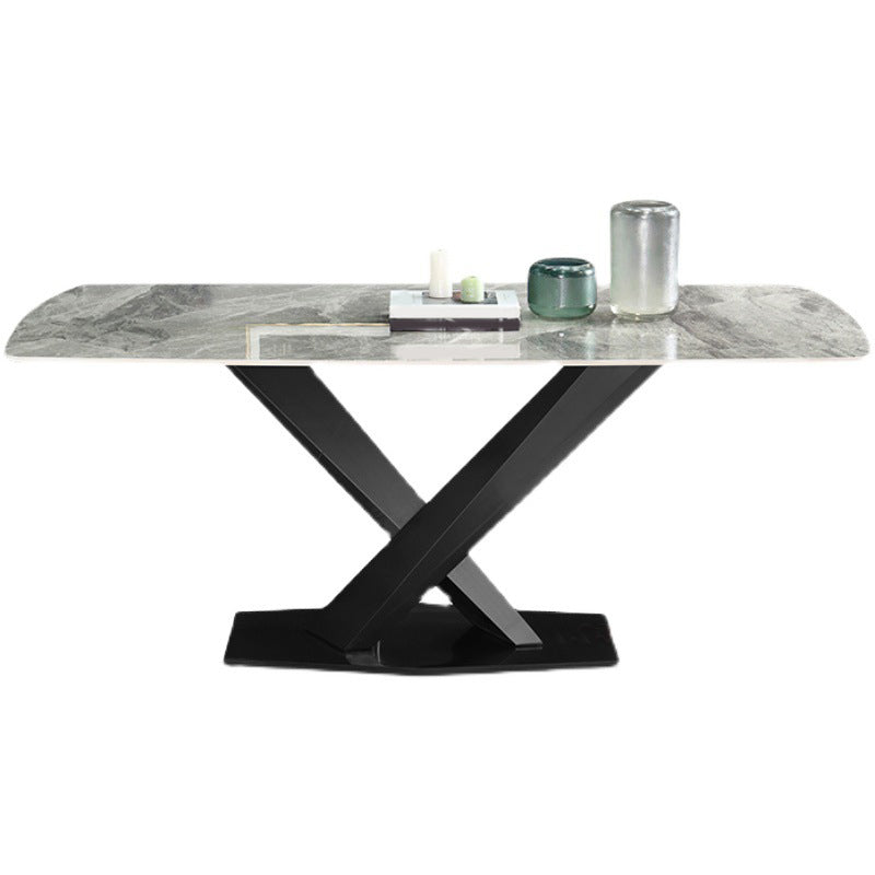 Modern Sintered Stone Top Dining Set Rectangular 1/4/5/7 Pieces Dining Area Table Set