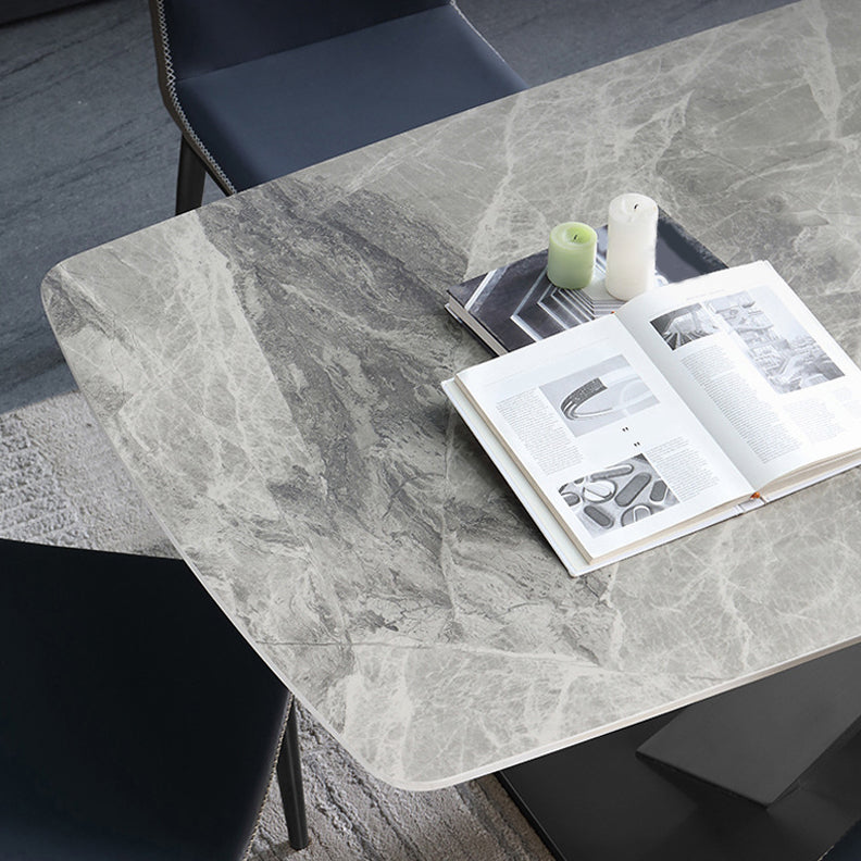 Modern Sintered Stone Top Dining Set Rectangular 1/4/5/7 Pieces Dining Area Table Set