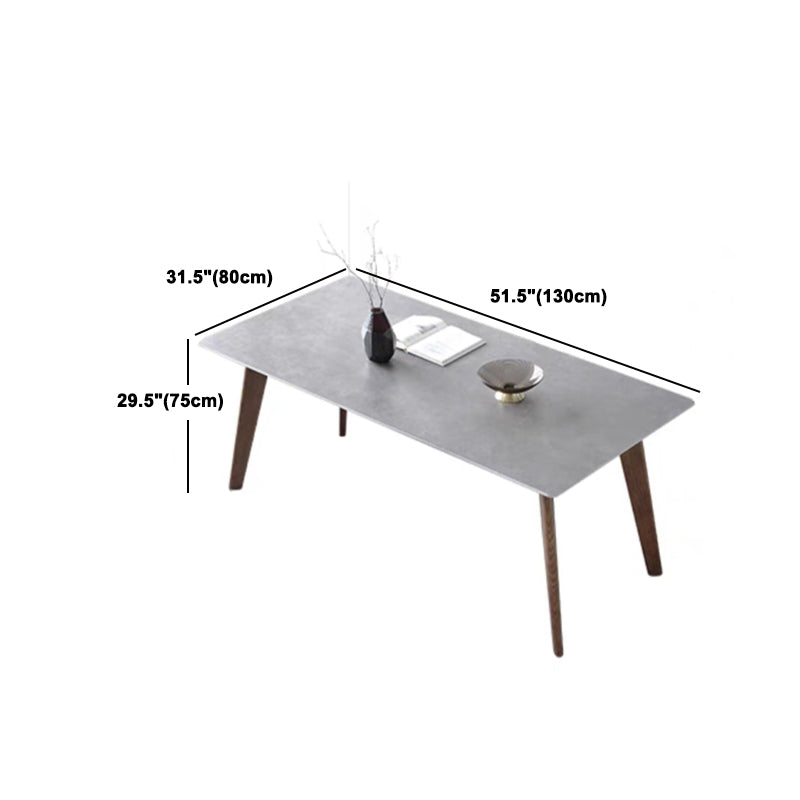 Modern Sintered Stone Top Dining Set Rectangle 1/3/4/5 Pieces Wooden Dining Room Table Set