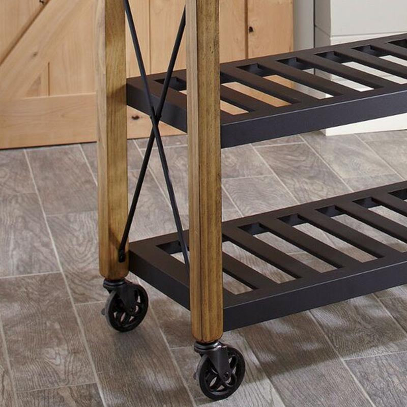 Contemporary Rolling Kitchen Cart Metal Rectangular Kitchen Island Cart with Towel Rack
