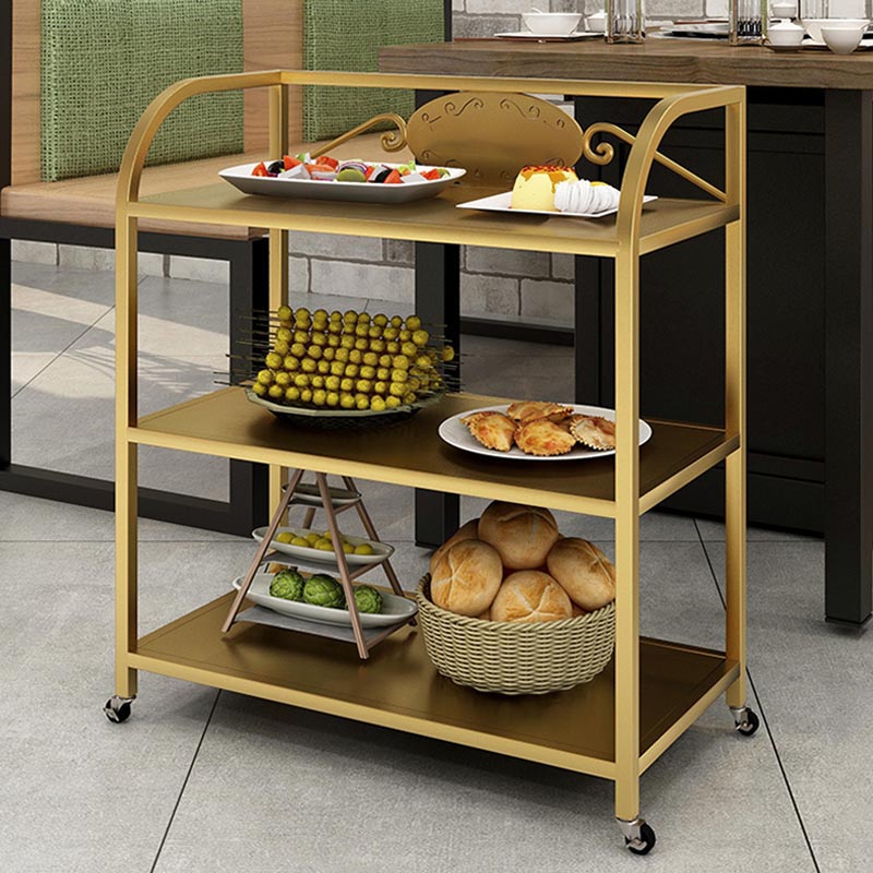 25.59"H Contemporary Metal Prep Table Rolling Prep Table for Dining Room
