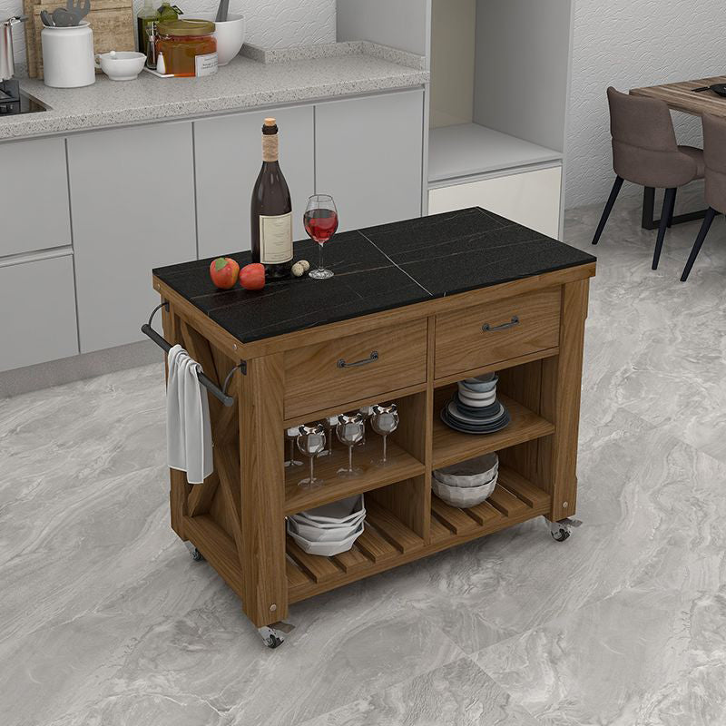 31.49" High Rolling Modern Kitchen Trolley Wooden Kitchen Trolley for Dining Room