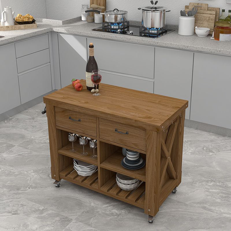 31.49" High Rolling Modern Kitchen Trolley Wooden Kitchen Trolley for Dining Room