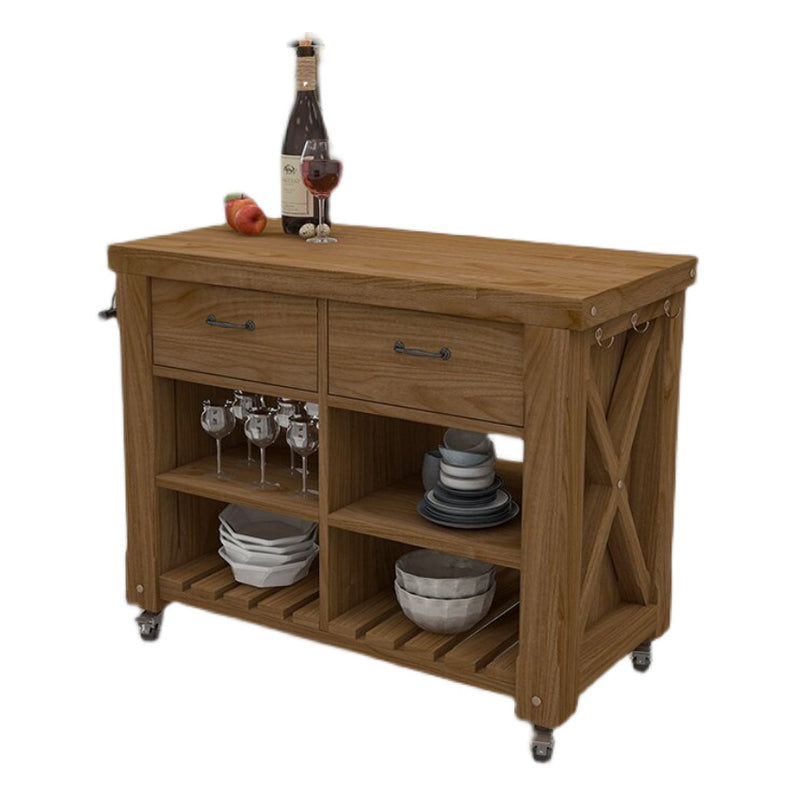 31.49" High Rolling Modern Kitchen Trolley Wooden Kitchen Trolley for Dining Room