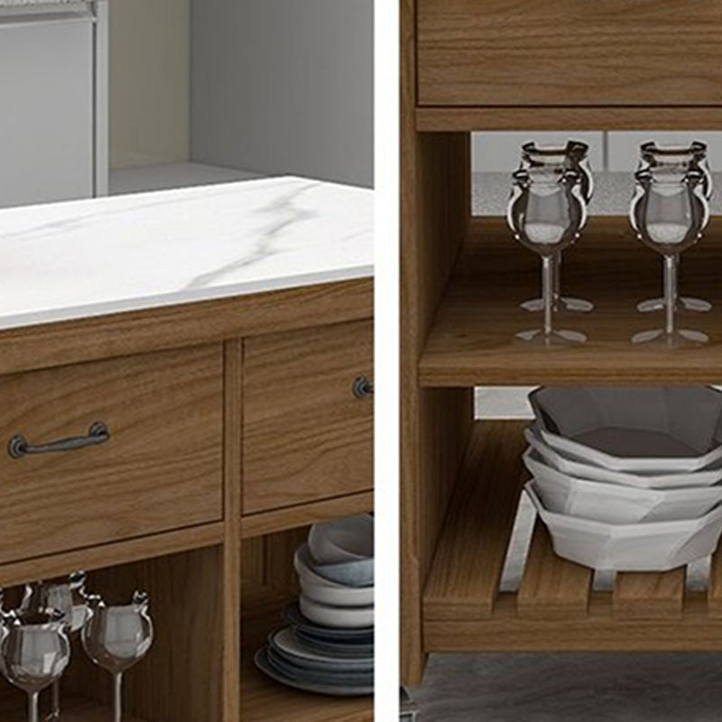 31.49" High Rolling Modern Kitchen Trolley Wooden Kitchen Trolley for Dining Room