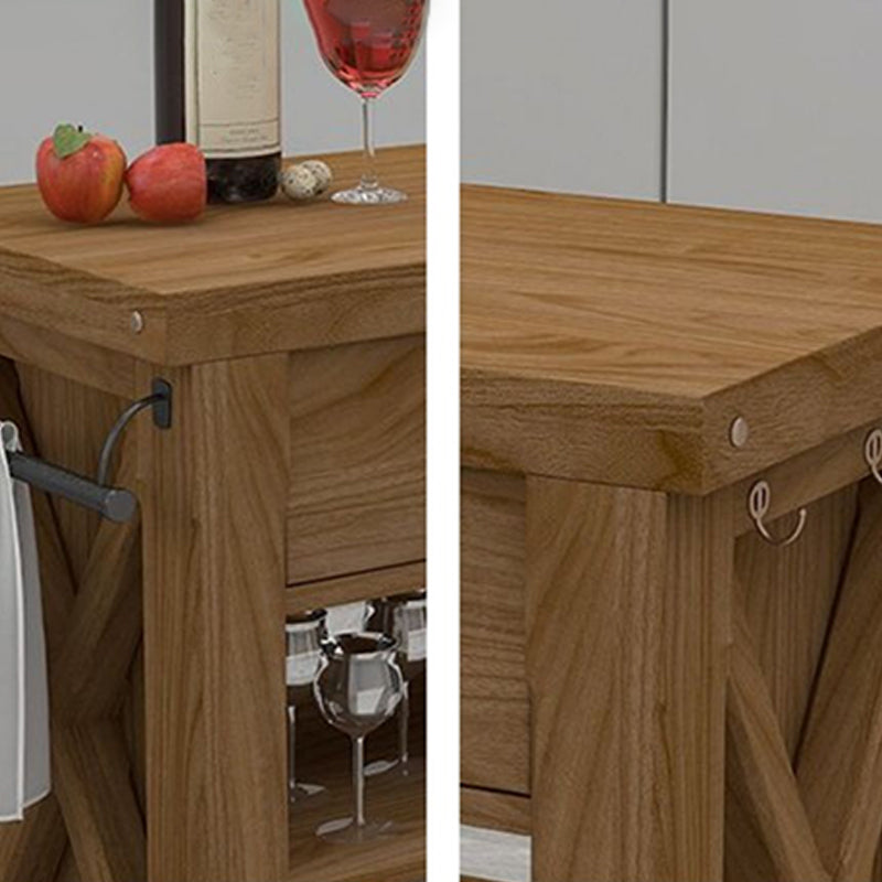 31.49" High Rolling Modern Kitchen Trolley Wooden Kitchen Trolley for Dining Room