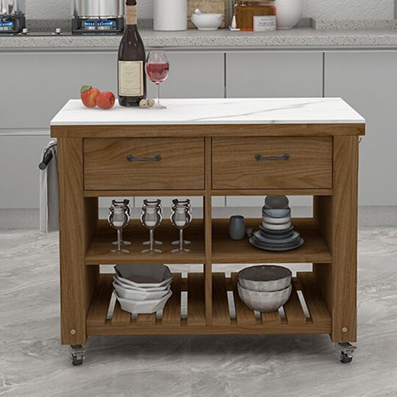 31.49" High Rolling Modern Kitchen Trolley Wooden Kitchen Trolley for Dining Room