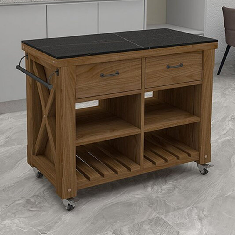 31.49" High Rolling Modern Kitchen Trolley Wooden Kitchen Trolley for Dining Room