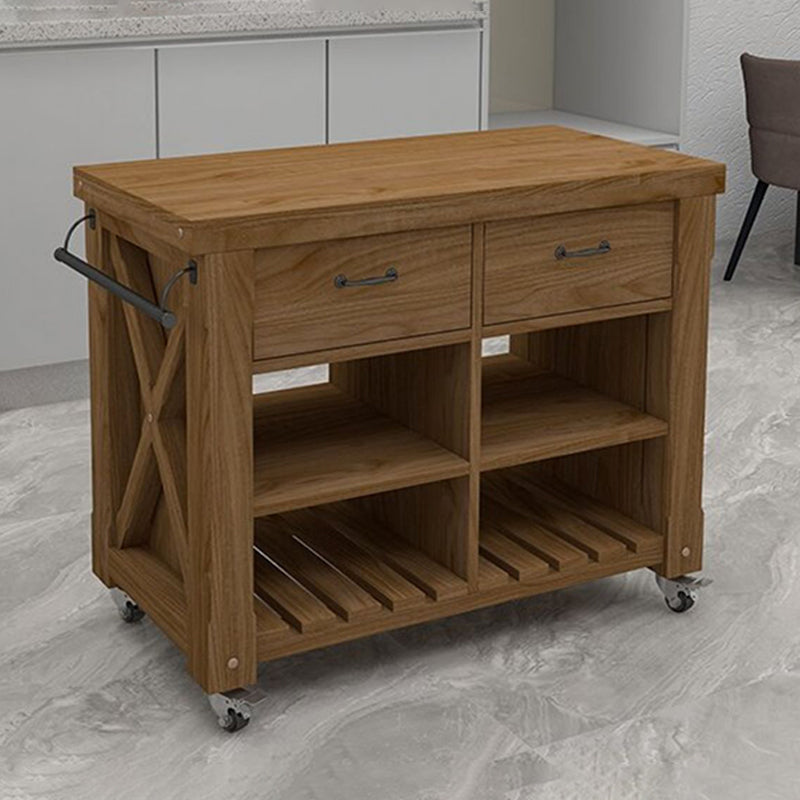 31.49" High Rolling Modern Kitchen Trolley Wooden Kitchen Trolley for Dining Room