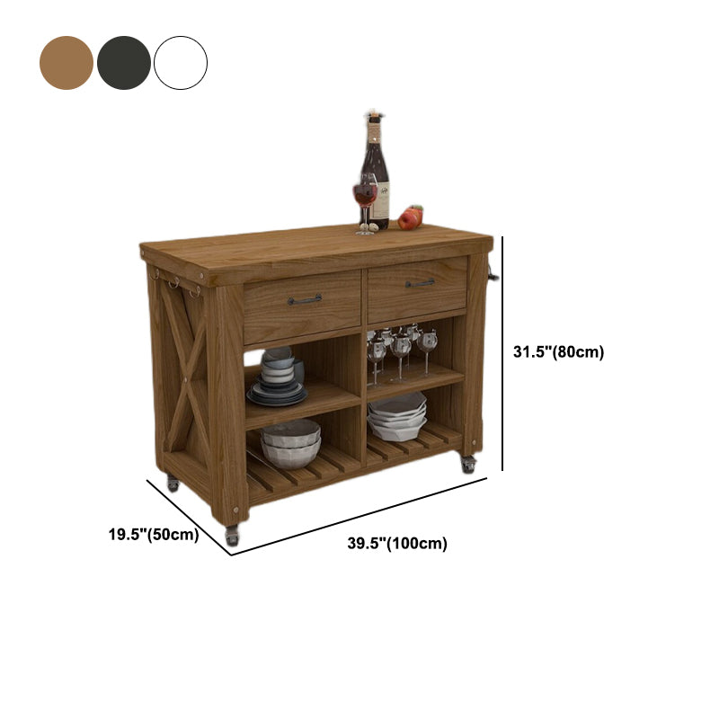 31.49" High Rolling Modern Kitchen Trolley Wooden Kitchen Trolley for Dining Room
