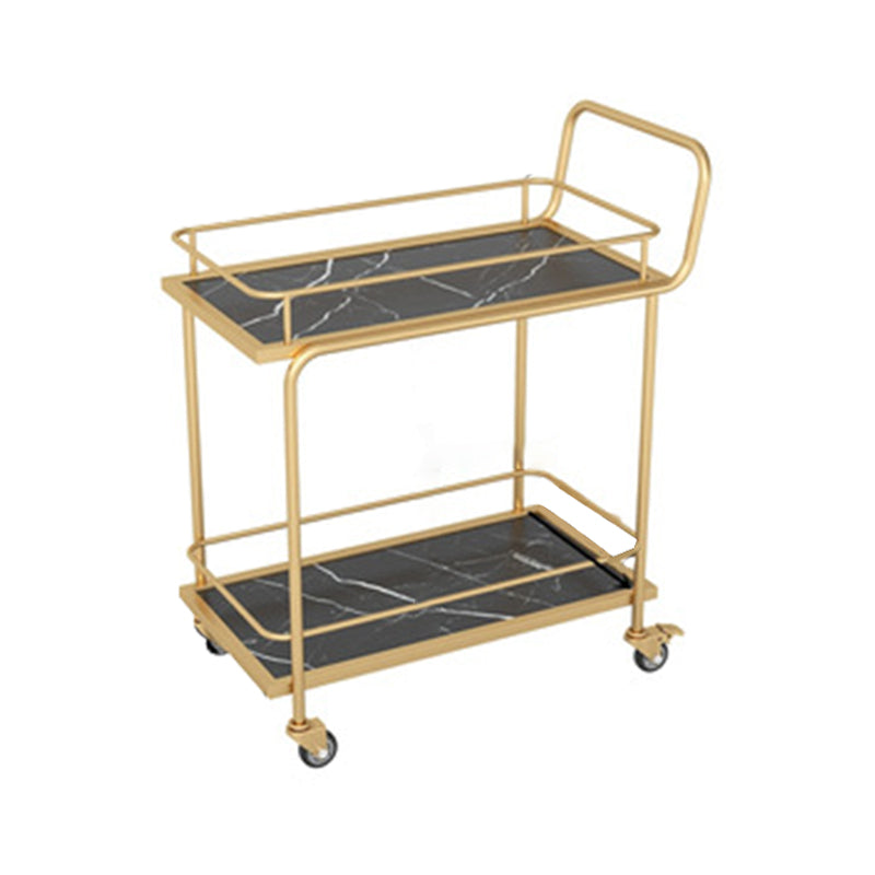 33.86" High Modern Style Rolling Prep Table Stone Prep Table for Dining Room