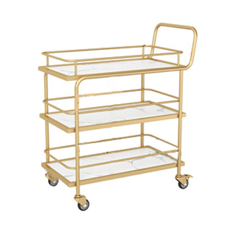 33.86" High Modern Style Rolling Prep Table Stone Prep Table for Dining Room