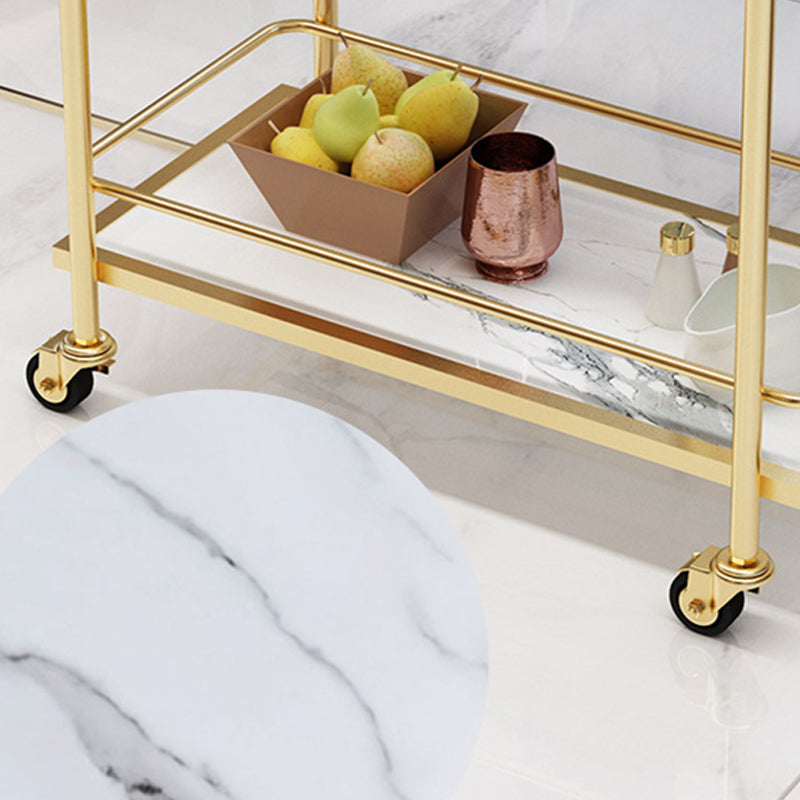 33.86" High Modern Style Rolling Prep Table Stone Prep Table for Dining Room