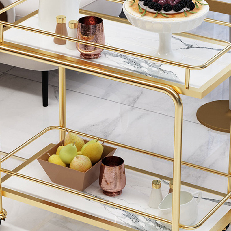 33.86" High Modern Style Rolling Prep Table Stone Prep Table for Dining Room